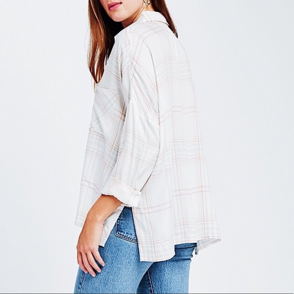 NWT GENTLE FAWN Cream & Blush Plaid LongSleeve Top - Picture 3 of 4